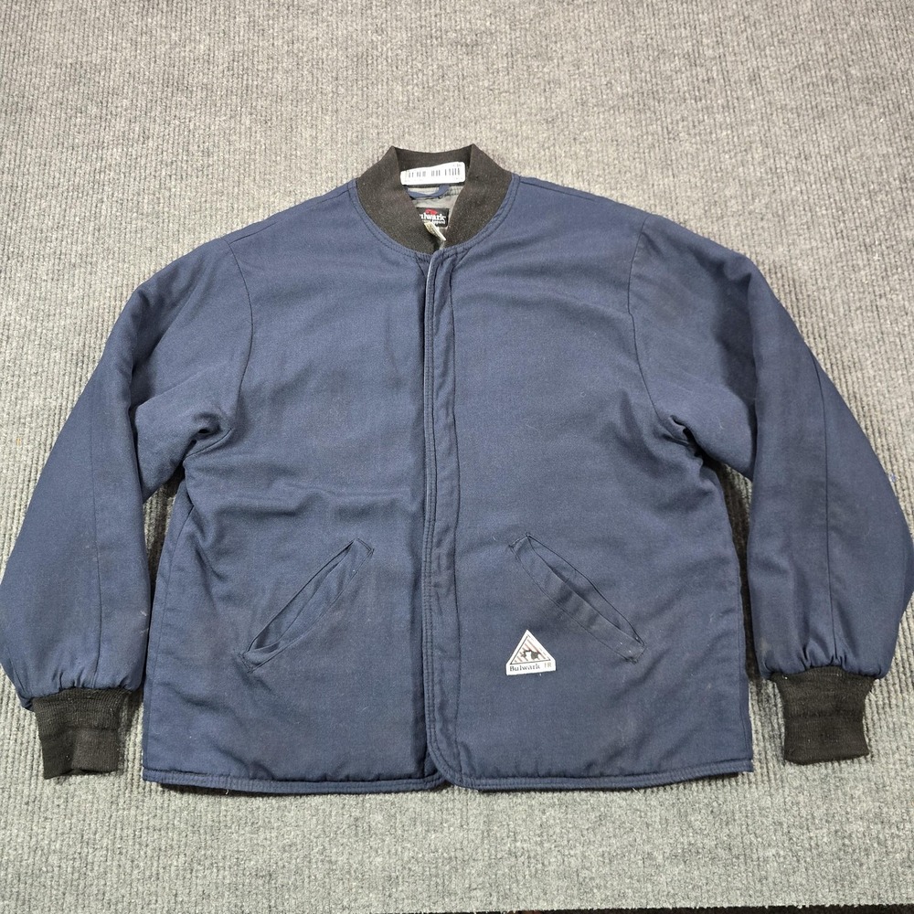 Bulwark Jacket Mens XL Blue Flame Resistant Aramid Quilted Bomber‎ Work FR
